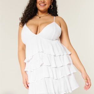 Hollister Flowy White Ruffle Dress
